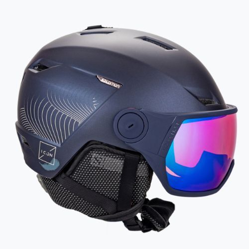 Dámská lyžařská helma Salomon Icon Lt Visor tmavě modrá L41199800