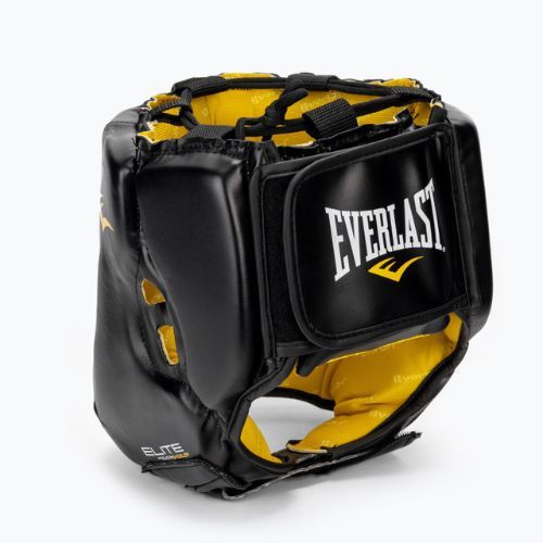 Pánská boxerská helma Everlast Elite Lea Headgear černá EV 720 M/L