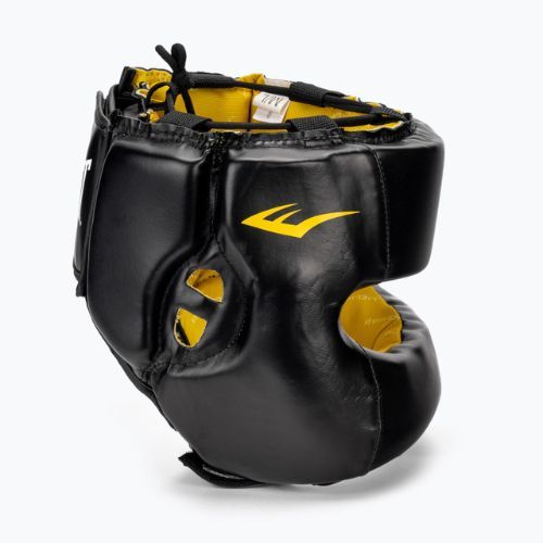 Pánská boxerská helma Everlast Elite Lea Headgear černá EV 720 M/L