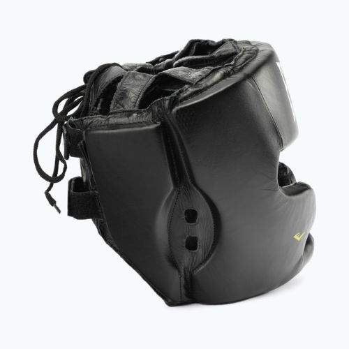 Pánská boxerská helma EVERLAST Leather s ochranou tváře a brady černá 350 BLK - S/M