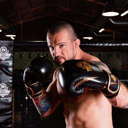 Boxerské rukavice Bushido vyrobené z přírodní kůže černé B-2v13-10oz