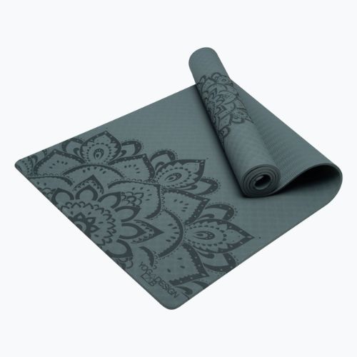 Podložka na jógu Yoga Design Lab Flow Pure 6 mm zelená Mandala Charcoal