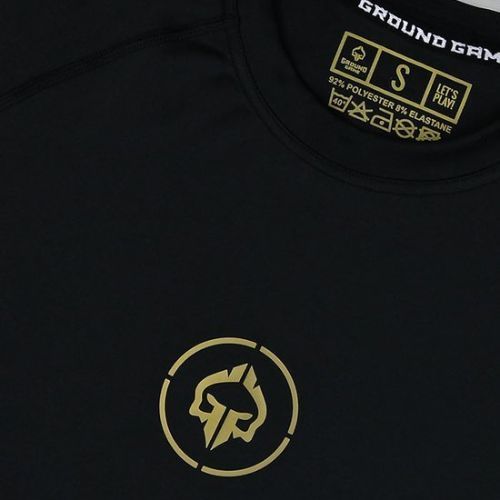 Pánský chránič Rashguard Ground Game Athletic Gold s dlouhým rukávem black RASHATHGOLDLSS