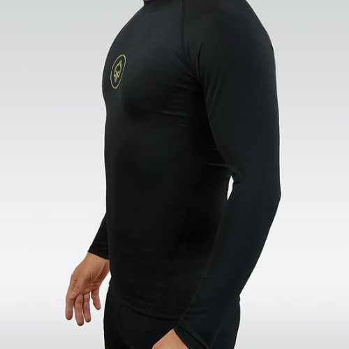 Pánský chránič Rashguard Ground Game Athletic Gold s dlouhým rukávem black RASHATHGOLDLSS