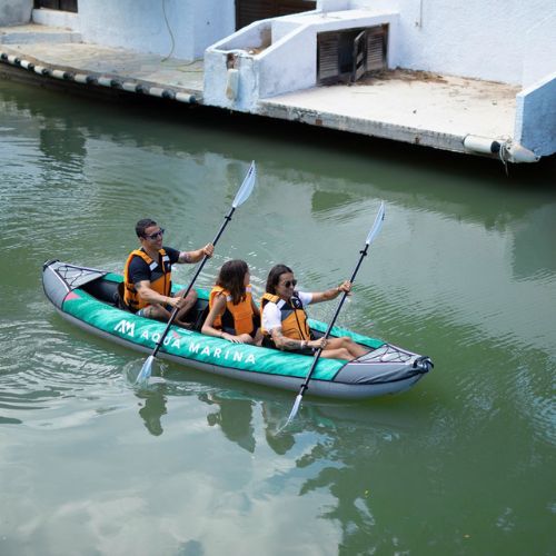 Nafukovací kajak pro 3 osoby 12'6″ AquaMarina Rekreační kajak zelený Laxo-380