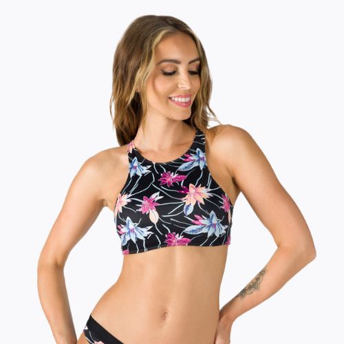 Horní díl plavek ROXY Active Crop Top 2021 anthracite/floral flow