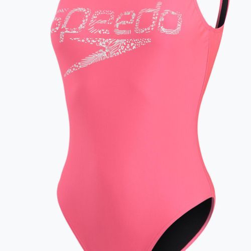 Dámské jednodílné plavky Speedo Logo Deep U-Back růžové 68-12369A657