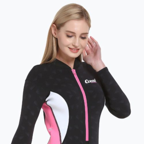 Dámské jednodílné neoprenové plavky  Cressi Termico L/SL 2 mm black/pink/white