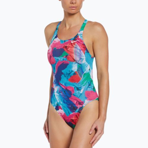 Dámské jednodílné plavky Nike Multiple Print Fastback fialové NESSC010-593