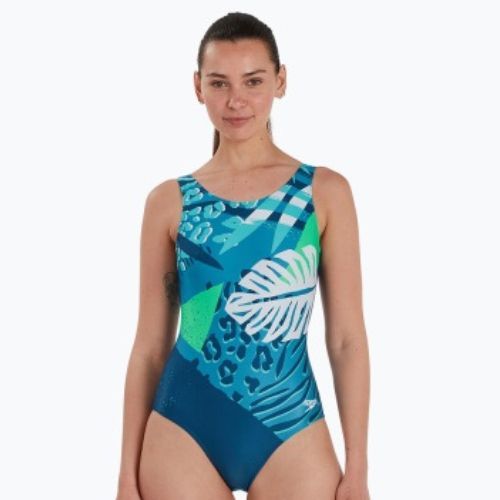 Speedo Placement U-Back dámské jednodílné plavky modro-zelené 68-07336G728