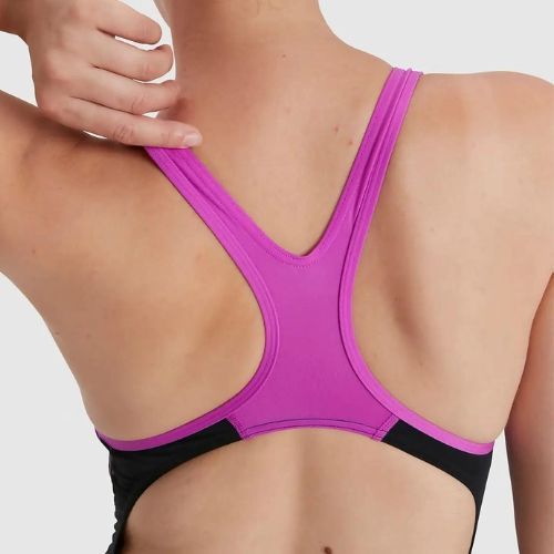 Speedo Placement Laneback dámské jednodílné plavky černo-růžové 11389C733