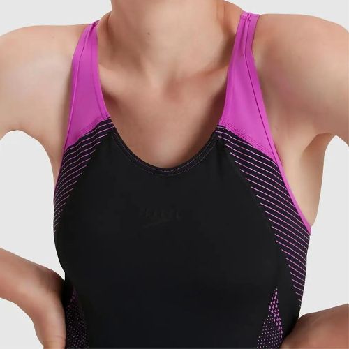 Speedo Placement Laneback dámské jednodílné plavky černo-růžové 11389C733