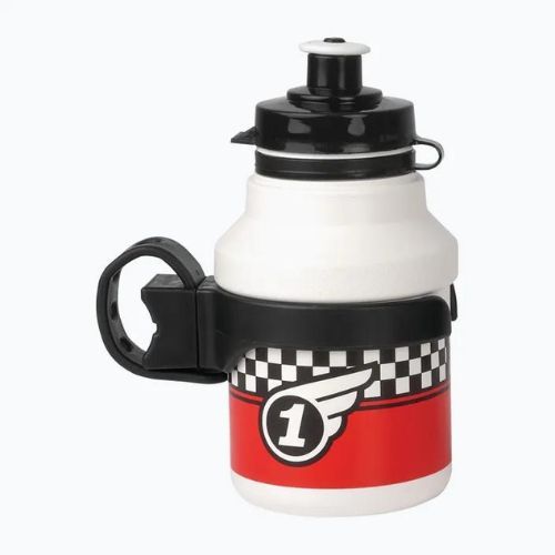 Dětská cyklistická láhev s držákem Polisport Race+ 300 ml white/red