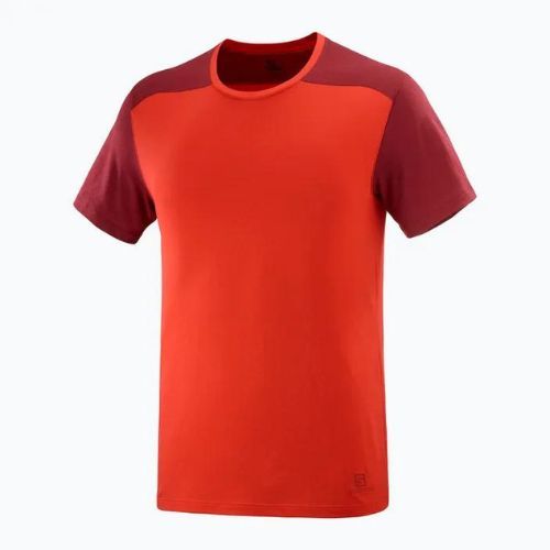 Pánské trekingové tričko Salomon Essential Colorbloc červené LC1716000
