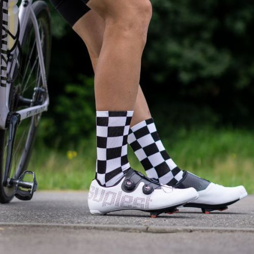 LUXA Squares cyklistické ponožky černobílé LUHE21SSQS