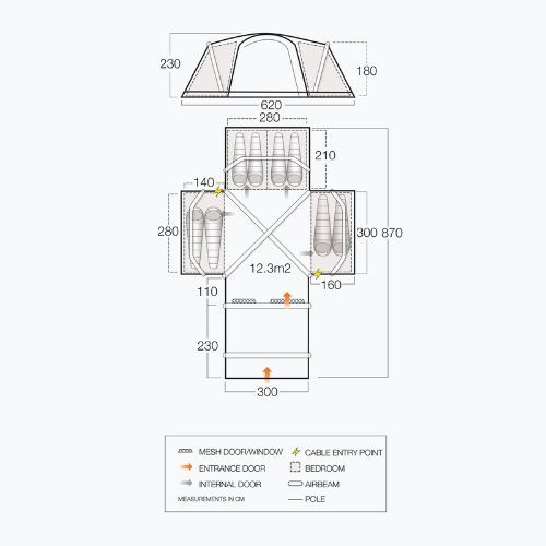 Kempingový stan pro 8 osob Vango Diablo II Air 850XL modrý TEQDIABAIS0DTIR