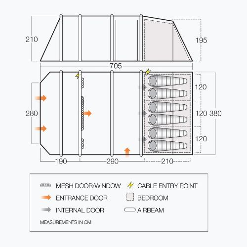 Kempingový stan pro 8 osob Vango Longleat II Air 800XL zelený TEQLONGAIH09TAS