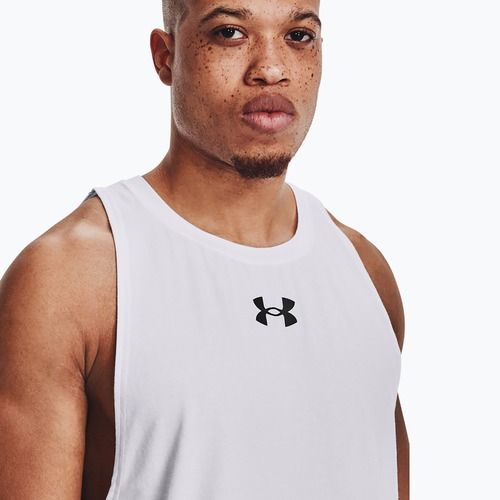 Pánský basketbalový míč Under Armour Baseline Cotton Tank 100 bílo-černá UAR-1361901100-100