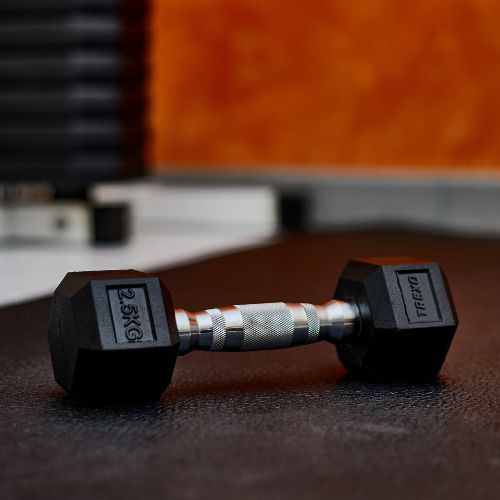 Pogumovaná činka XTREXO Hex HXD200 2,5 kg