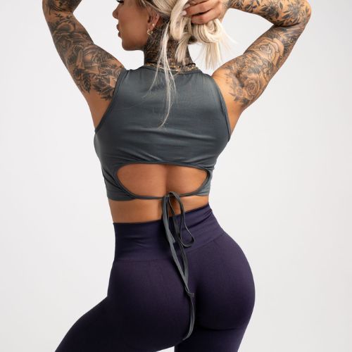 Dámskýtop vázací Gym Glamour Silver Grey 444