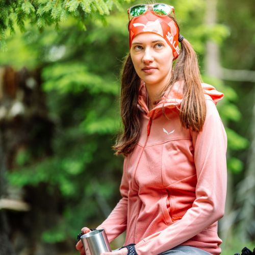 Salewa Puez Hybrid PL FZ Hoody dámská fleecová mikina světle růžová 00-0000027389