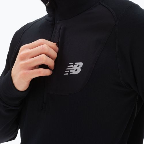 Pánské tričko New Balance Top NB Heat Grid Half Zip černé NBMT23252BK