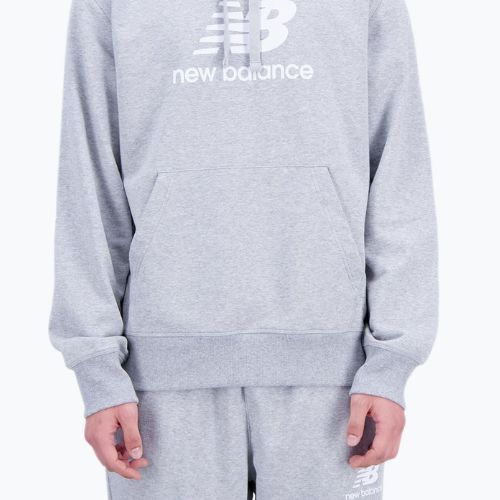 Pánská sportovní mikina New Balance Essentials Stacked Logo French Terry Hoodie šedá NBMT31537AG