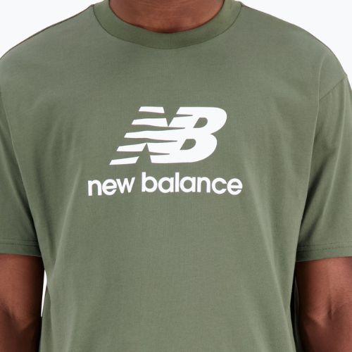 Pánské tričko New Balance Essentials Stacked Logo Co zelené NBMT31541DON