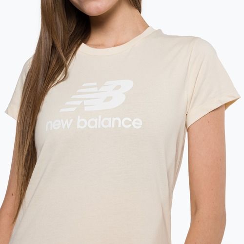 Dámské tričko New Balance Essentials Stacked Logo Co béžové NBWT31546