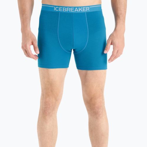 Pánské termální boxerky Icebreaker Anatomica Geo Blue 103029