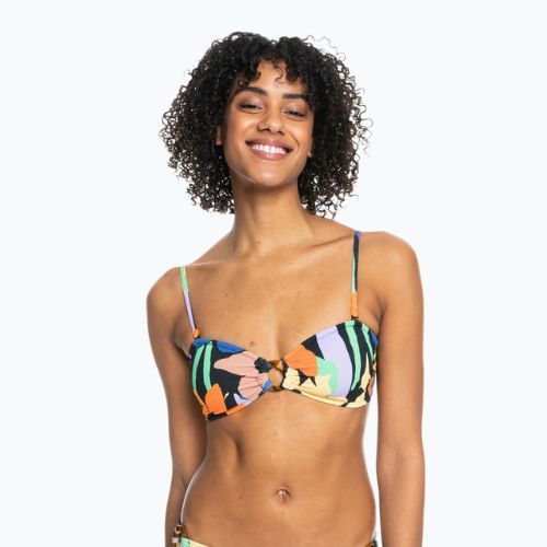 Horní díl plavek ROXY Color Jam Bandeau 2021 anthracite flower jammin
