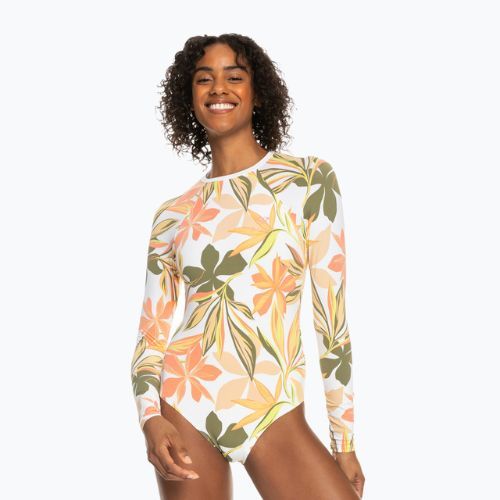 Dámské jednodílné plavky ROXY Print Mix Solid 2021 bright white subtly salty flat