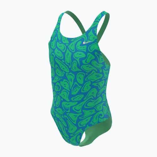 Dětské jednodílné plavky Nike Hydrastrong Multi Print Fastback zelené NESSD045-380