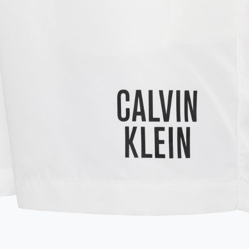 Pánské plavecké šortky Calvin Klein Medium s dvojitým pasem bílé