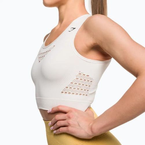 Dámský bezešvý top Gymshark Energy Crop Top cream white