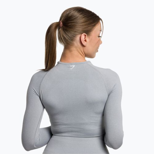 Dámský tréninkový top s dlouhým rukávem Gymshark Vital Seamless Crop Top light grey