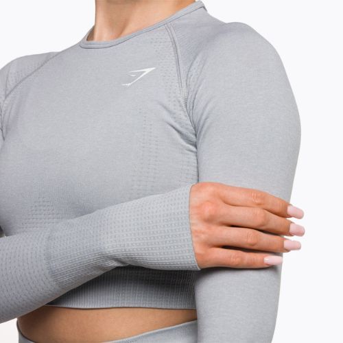 Dámský tréninkový top s dlouhým rukávem Gymshark Vital Seamless Crop Top light grey