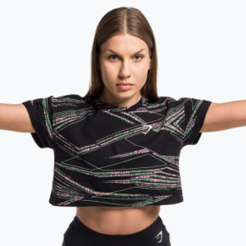 Dámský tréninkový top Gymshark Zone Graphic Crop black/lime