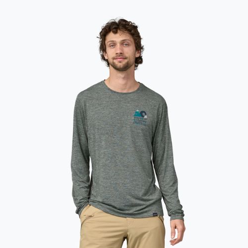 Pánské tričko Patagonia Cap Cool Daily Graphic Shirt-Waters trekking longsleeve chasing peaks/sleet green x-dye