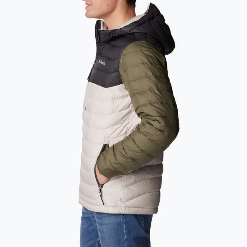 Pánská péřová bunda Columbia Powder Lite s kapucí dark stone/shark/stone green