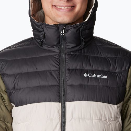 Pánská péřová bunda Columbia Powder Lite s kapucí dark stone/shark/stone green
