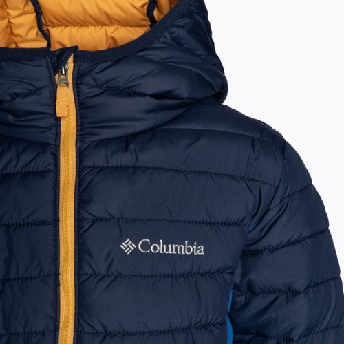 Dětská péřová bunda Columbia Powder Lite s kapucí bright indigo/collegiate navy