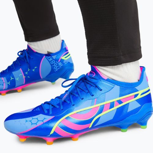 PUMA King Ultimate Energy FG/AG pánské kopačky ultra blue/luminous pink/luminous blue