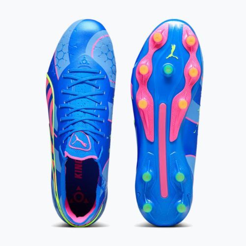 PUMA King Ultimate Energy FG/AG pánské kopačky ultra blue/luminous pink/luminous blue