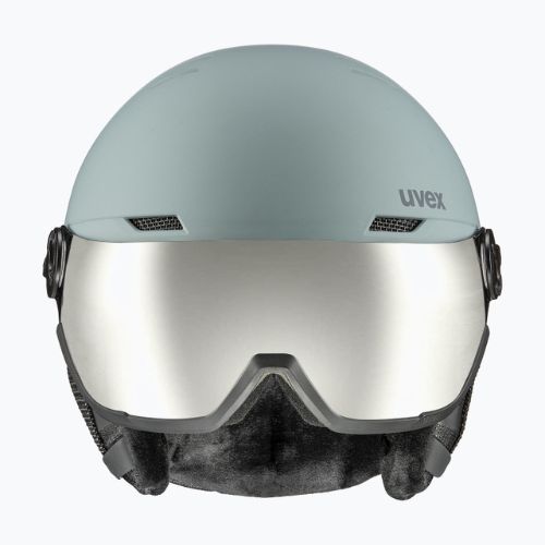 Lyžařská helma UVEX Wanted Visor glacier/rhino matt/mirror silver smoke