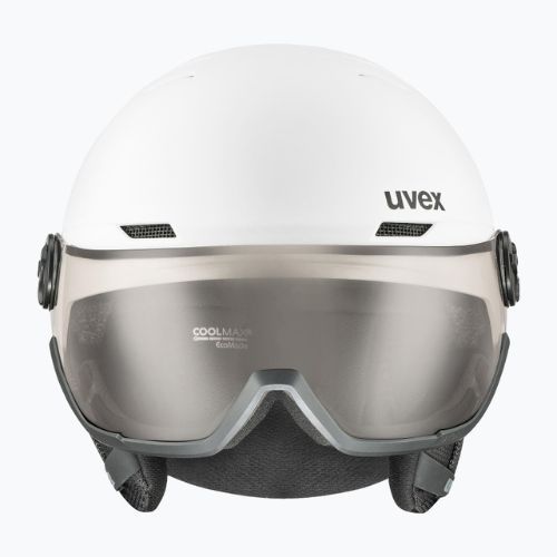 Lyžařská helma UVEX Wanted Visor Pro V white matt/variomatc smoke