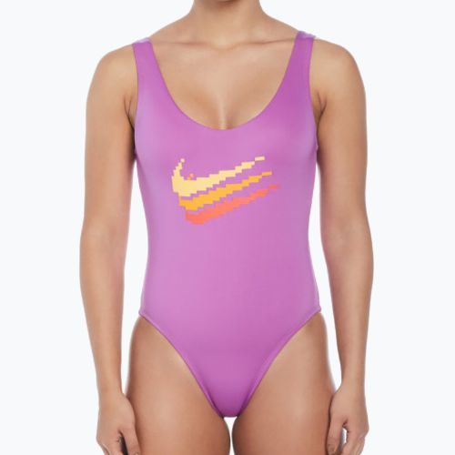 Dámské jednodílné plavky Nike Multi Logo U-Back fuchsia dream