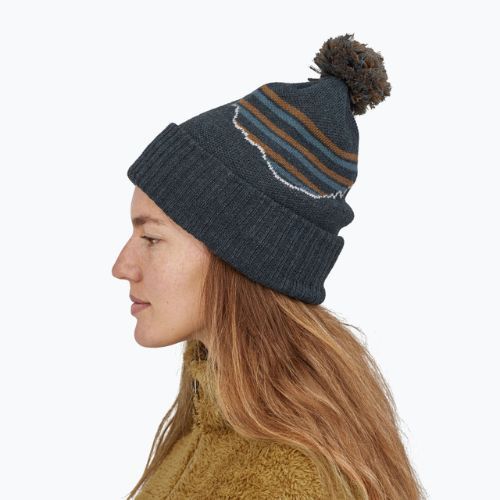 Zimní čepice Patagonia Powder Town Beanie fitz roy stripe knit/smolder blue