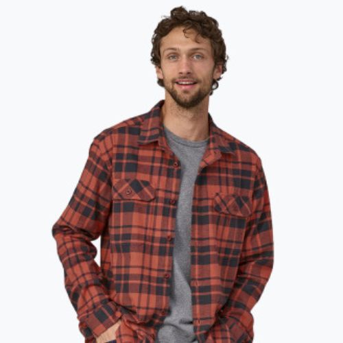 Pánská košilePatagonia Organic Cotton MW Fjord Flannel ice caps/burl red
