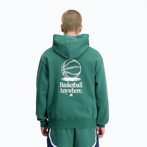 Pánská mikina New Balance Hoops Fleece Hoodie team forest green